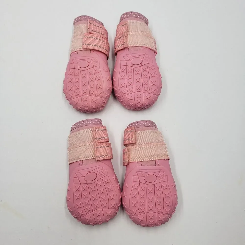 HCpet Pink Dog Boots Shoes Paw Protection All Weather Waterproof Booties Size 2